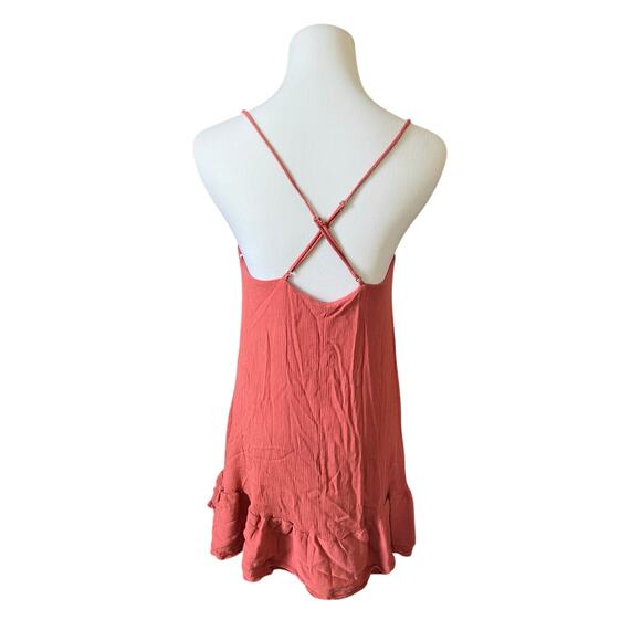 Lulu's Strappy Rust Orange Guazy SunDress MEDIUM Casual Date Night - Picture 4 of 11